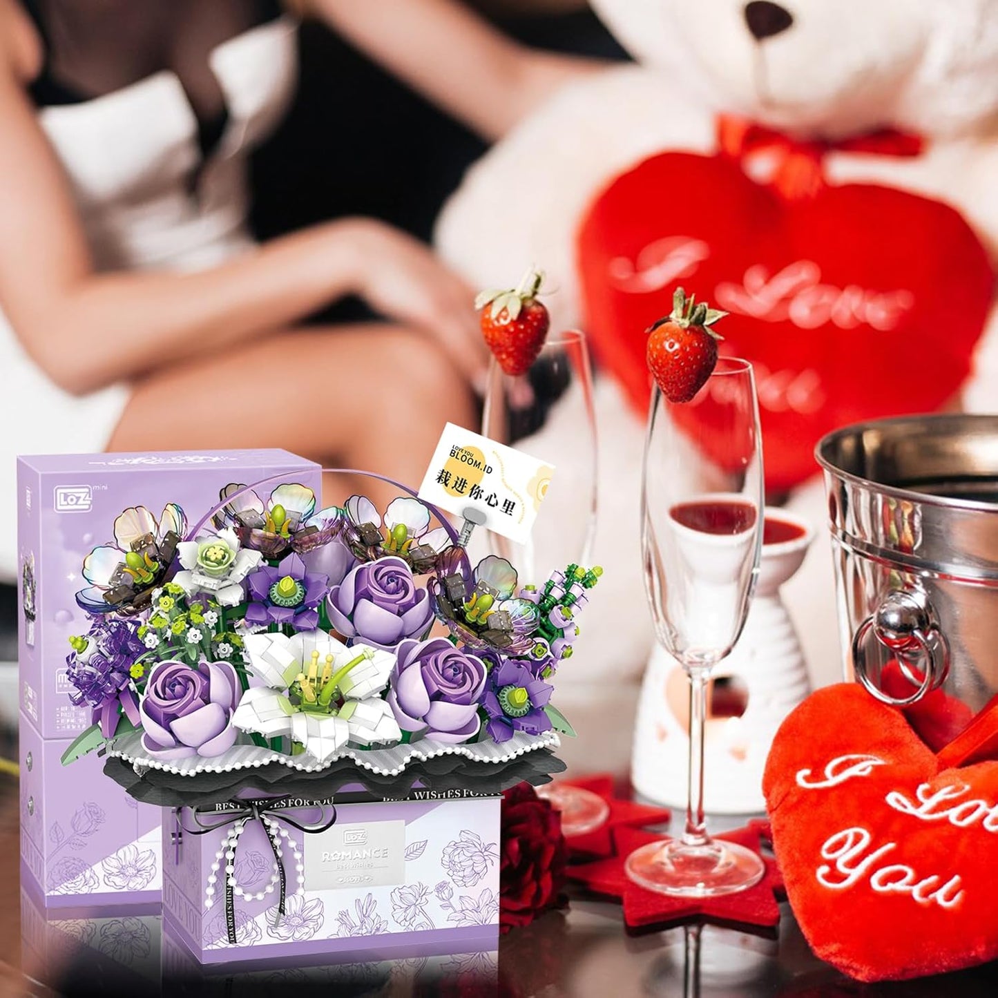 Radiant Rose | LED-Illuminated Bouquet Building Set